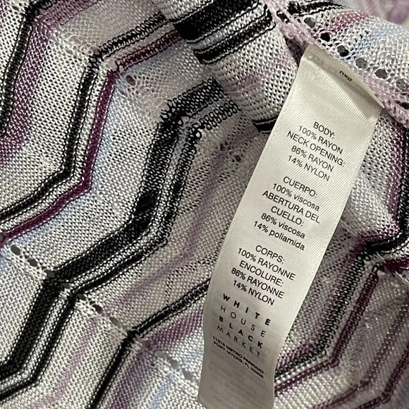 White House Black Market Chevron Knit Shawl Wrap Size M/L fringes tassel - Picture 5 of 6